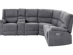 Elektrisk recliner hjørnesofa 5 personers ROKKE Mørkegrå med USB-port Venstrevendt