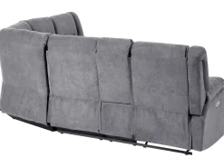 Elektrisk recliner hjørnesofa 5 personers ROKKE Mørkegrå med USB-port Venstrevendt