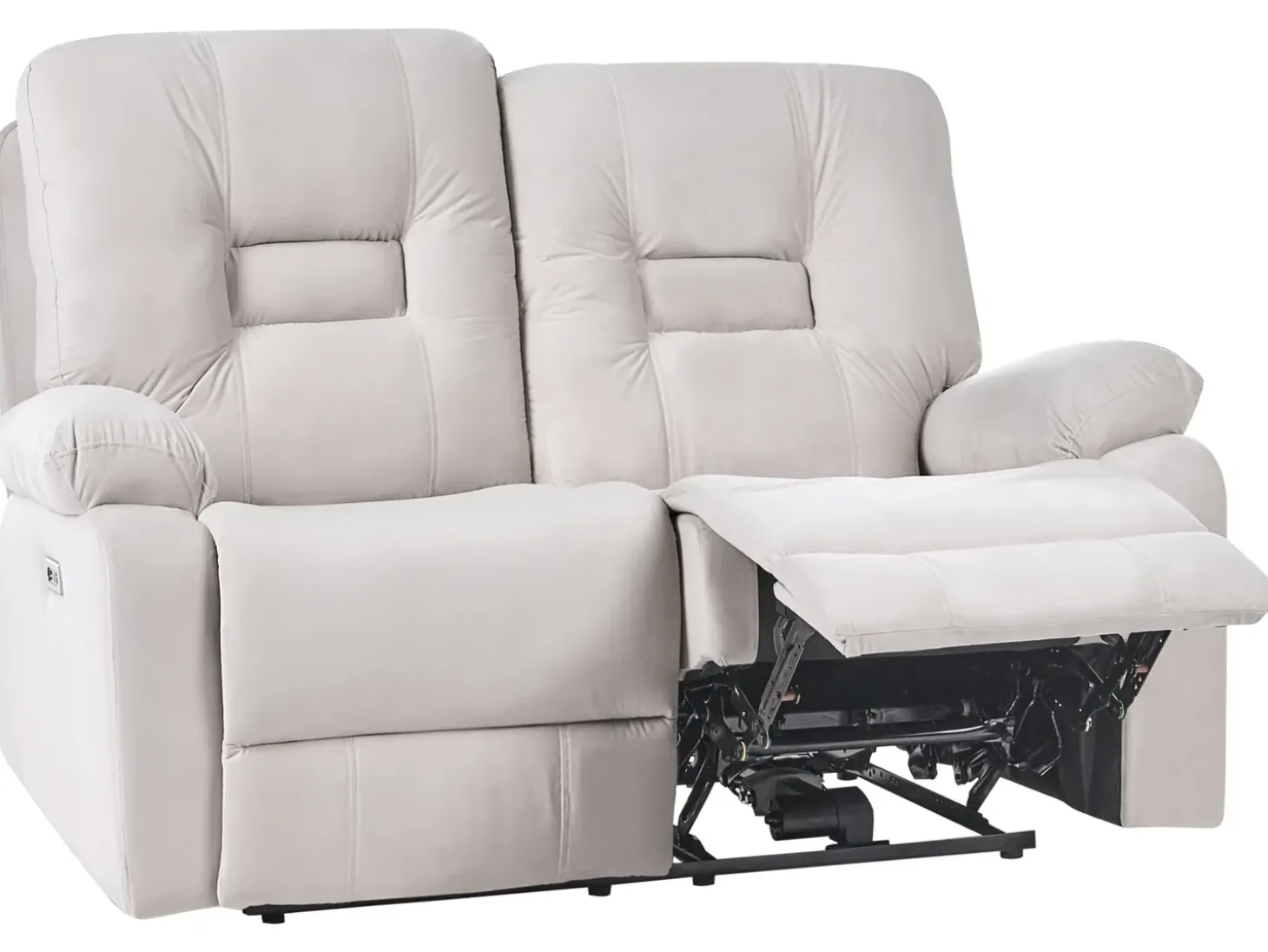 Elektrisk recliner sofa 2 personers BERGEN Velour Lys Beige med USB-port