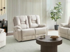 Elektrisk recliner sofa 2 personers BERGEN Velour Lys Beige med USB-port