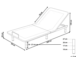 Elektrisk justerbar sengebund BRUNOY 90 x 200 cm Grå