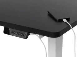Elektrisk justerbart hjørneskrivebord DESTINES Sort/hvid 160 cm 109 cm Venstrevendt