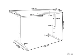Elektrisk justerbart hjørneskrivebord DESTINES Sort/hvid 160 cm 109 cm Venstrevendt
