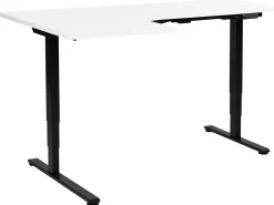 Elektrisk justerbart hjørneskrivebord DESTINES Hvid/sort 160 cm 109 cm Venstrevendt