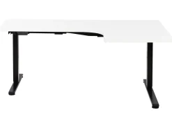 Elektrisk justerbart hjørneskrivebord DESTINES Hvid/sort 160 cm 109 cm Højrevendt