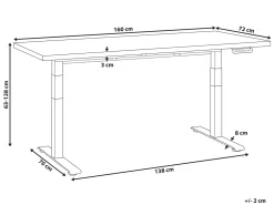 Elektrisk justerbart hæve sænkebord DESTINES Grå/hvid 160 cm 72 cm