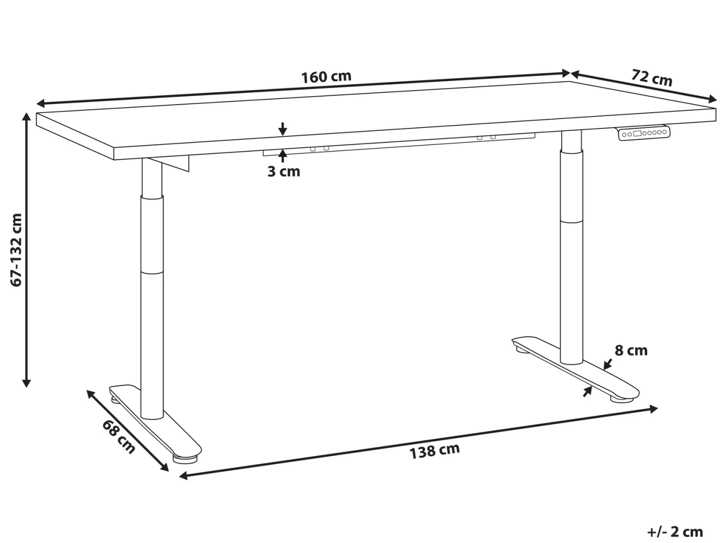 Elektrisk justerbart hæve sænkebord DESTINAS Grå/sort 160 cm 72 cm