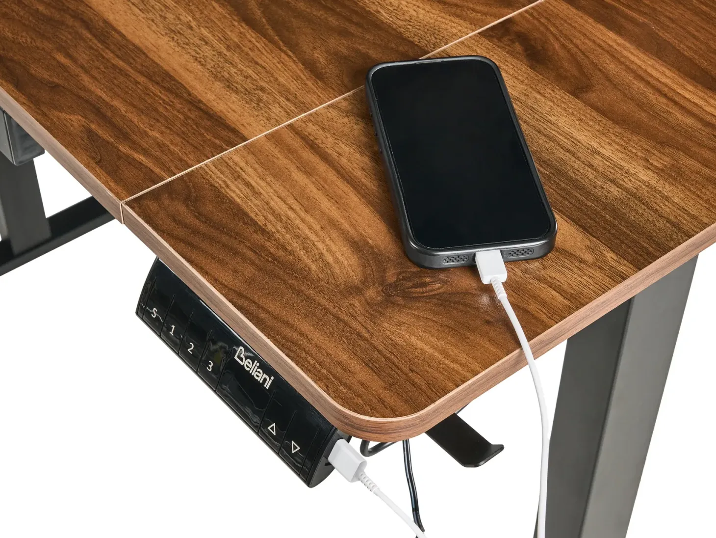 Elektrisk justerbart hæve sænkebord LUCAMA Brun/sort 120 cm 60 cm med USB-port