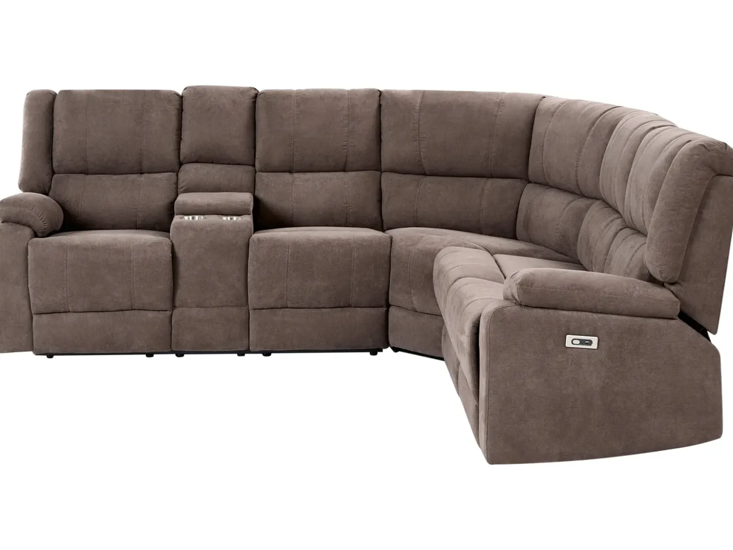 Elektrisk recliner hjørnesofa 5 personers ROKKE Brun med USB-port Venstrevendt
