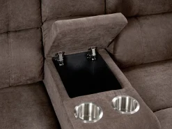 Elektrisk recliner hjørnesofa 5 personers ROKKE Brun med USB-port Venstrevendt