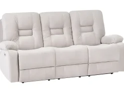 Elektrisk recliner sofa 3 personers BERGEN Velour Lys Beige med USB-port