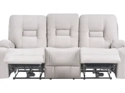 Elektrisk recliner sofa 3 personers BERGEN Velour Lys Beige med USB-port