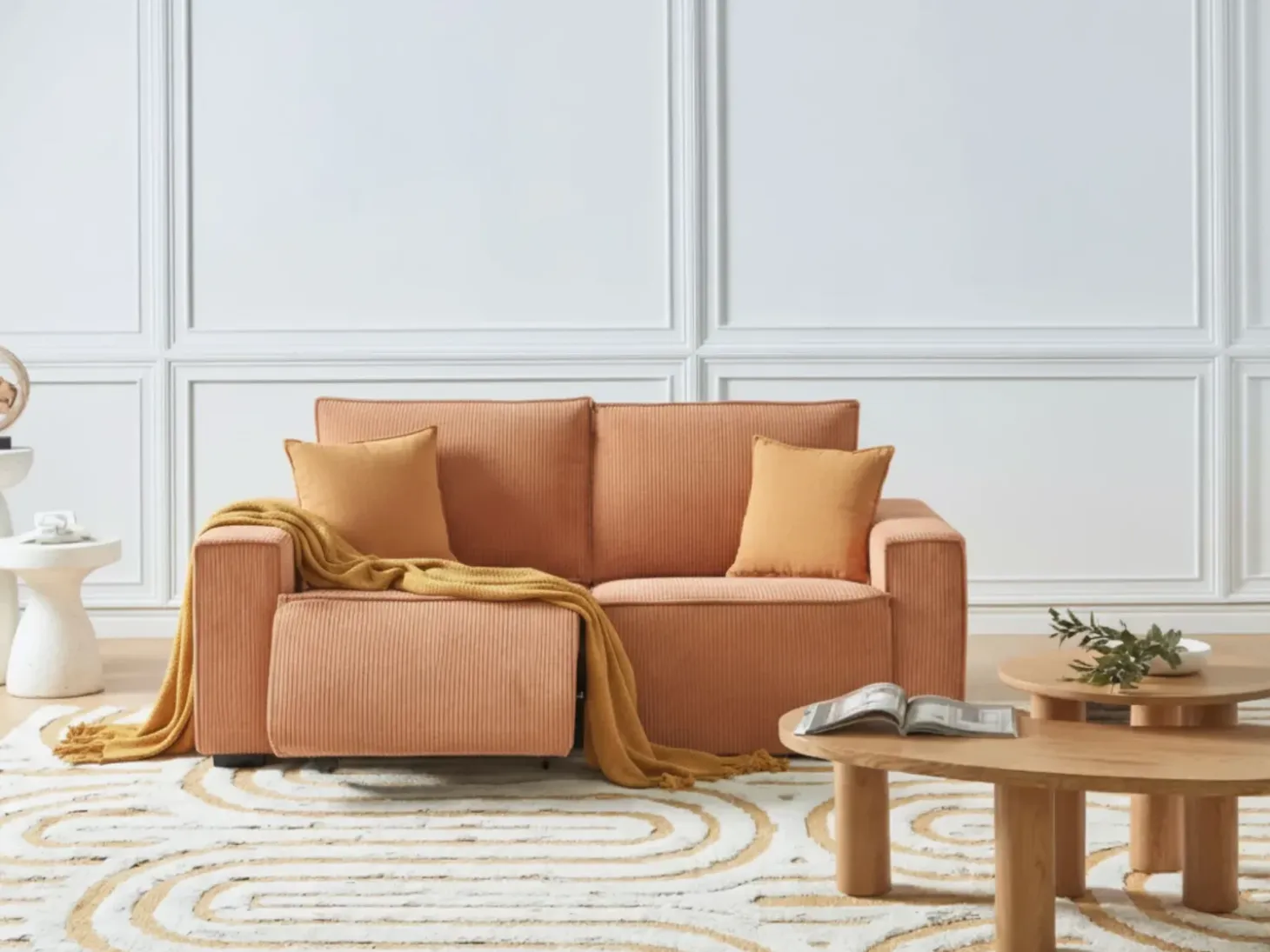 Elektrisk recliner sofa 2 personers NUKARI Fløjl Orange