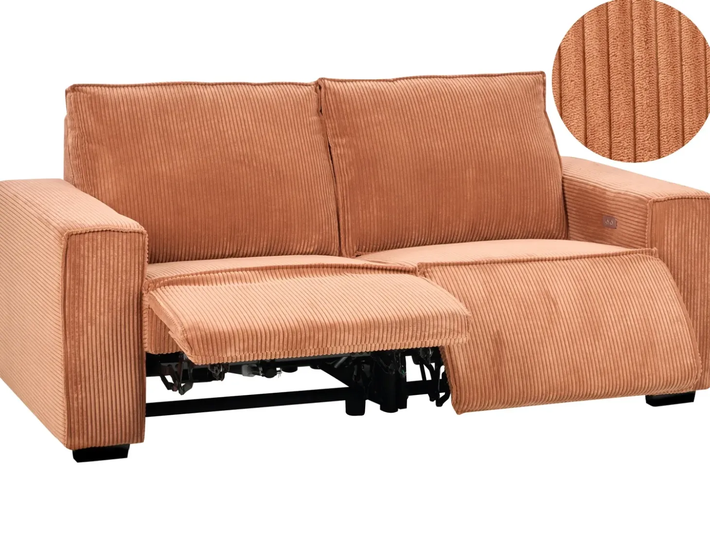 Elektrisk recliner sofa 2 personers NUKARI Fløjl Orange