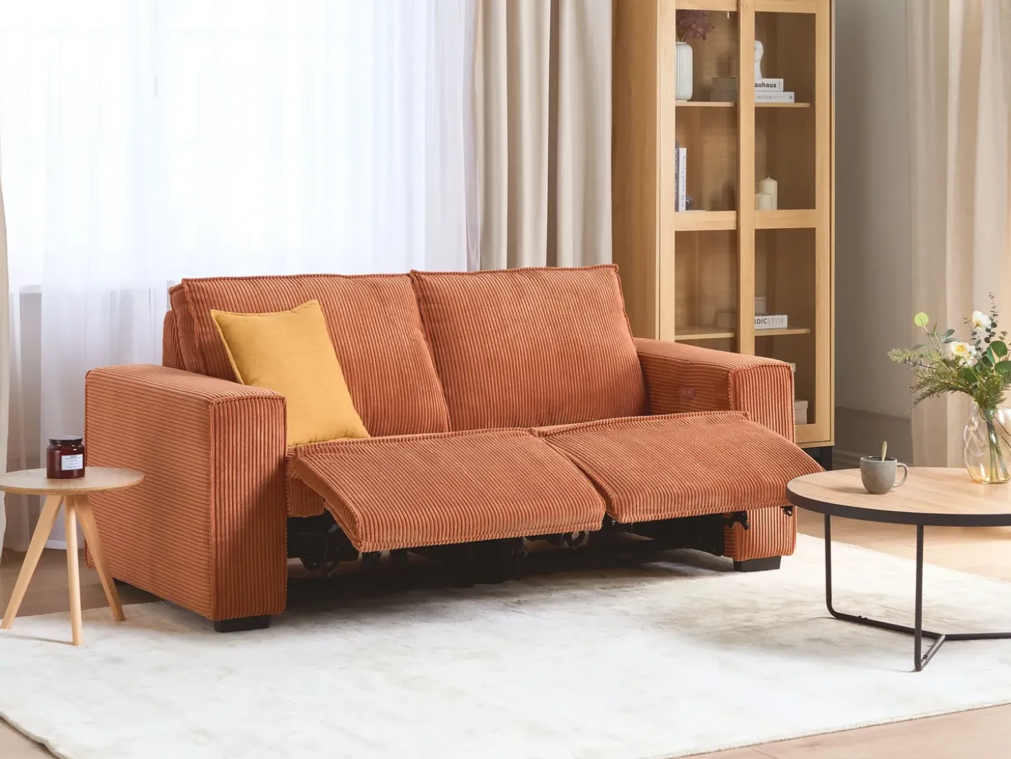 Elektrisk recliner sofa 2 personers NUKARI Fløjl Orange