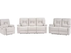 Elektrisk recliner sofasæt 6 personers BERGEN Velour Lys Beige med USB-port
