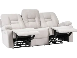 Elektrisk recliner sofasæt 6 personers BERGEN Velour Lys Beige med USB-port