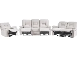 Elektrisk recliner sofasæt 6 personers BERGEN Velour Lys Beige med USB-port