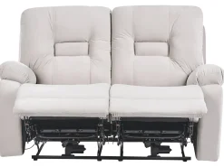 Elektrisk recliner sofasæt 6 personers BERGEN Velour Lys Beige med USB-port