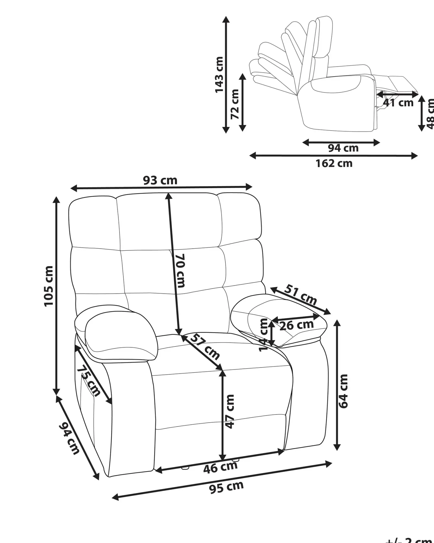 Elektrisk recliner stol ARES Inkl. fodstøtte Lys Beige