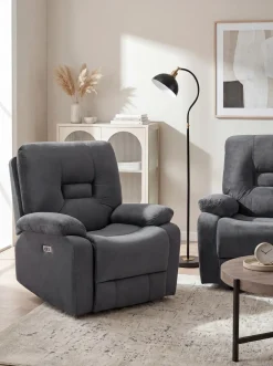 Elektrisk recliner stol BERGEN Velour Mørkegrå