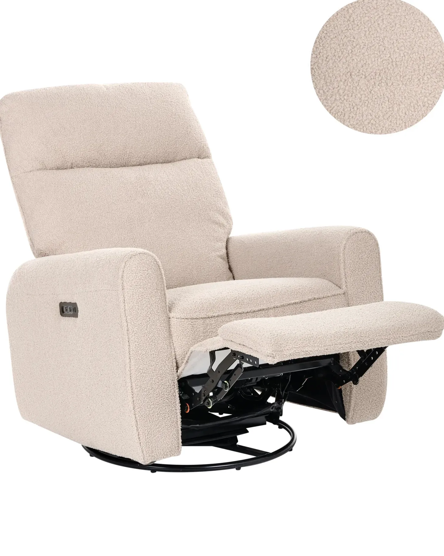 Elektrisk recliner stol FOBOS Boucle Lys Beige