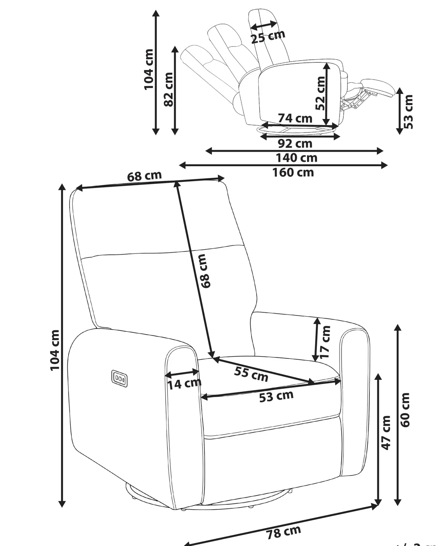 Elektrisk recliner stol FOBOS Boucle Lys Beige