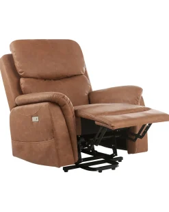 Elektrisk recliner stol GLORIE massagefunktion Kunstlæder Brun