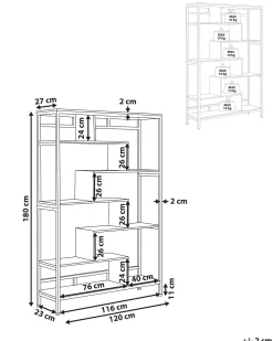 6-etagers reol DAVEN 180 cm Brun