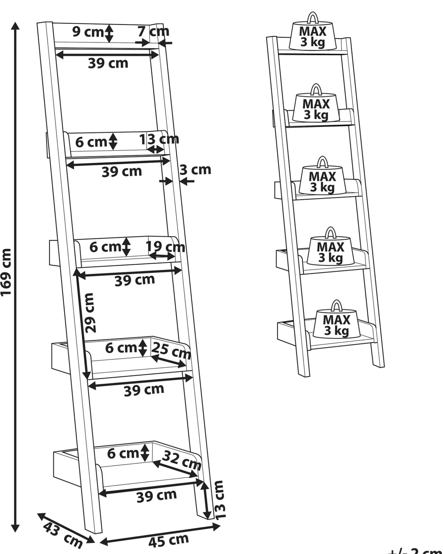 5-etagers reol MOBILE DUO 169 cm Mørkebrun