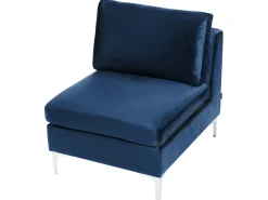 EVJA 4 personers Hjørnesofa modul Højrevendt Navy Blå Velour med fodskammel