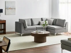 EVJA 4 personers Hjørnesofa modul Venstrevendt Grå Velour
