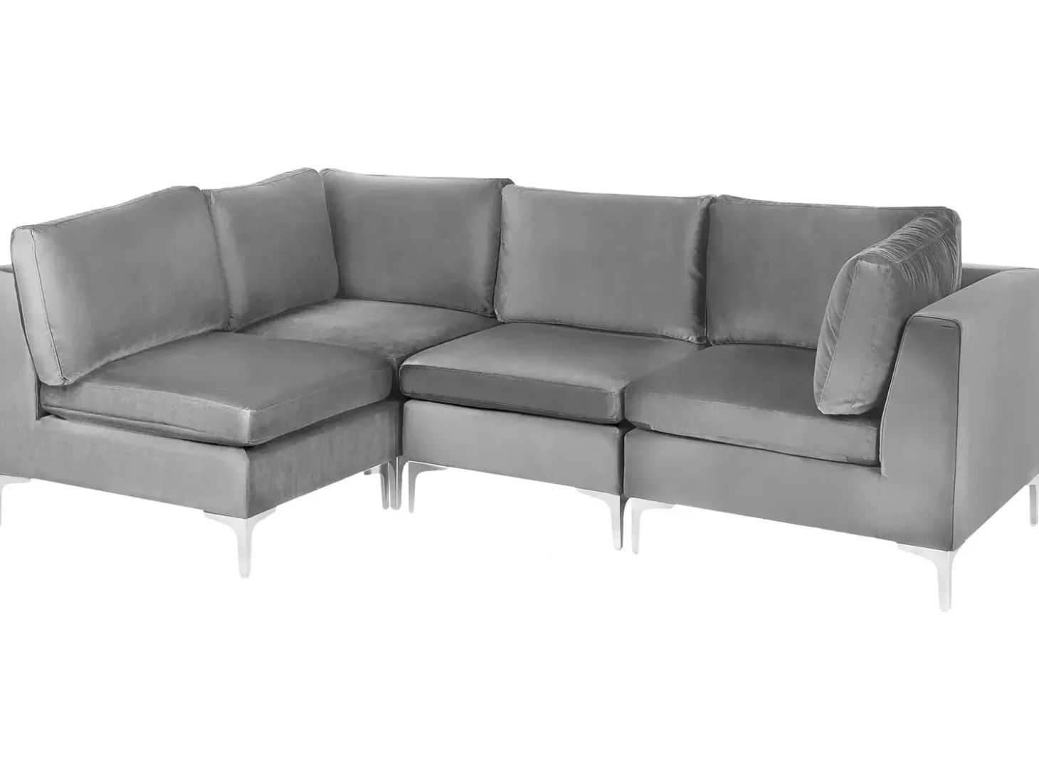 EVJA 4 personers Hjørnesofa modul Højrevendt Grå Velour