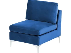 EVJA 5 personers Hjørnesofa modul Højrevendt Navy Blå Velour med fodskammel