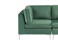 EVJA 4 personers Hjørnesofa modul Højrevendt Grøn Velour med fodskammel