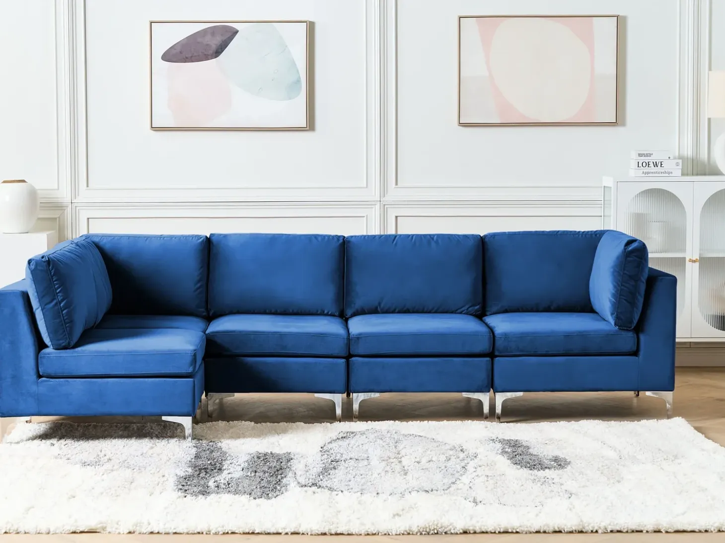 EVJA 5 personers Hjørnesofa modul Højrevendt Navy Blå Velour