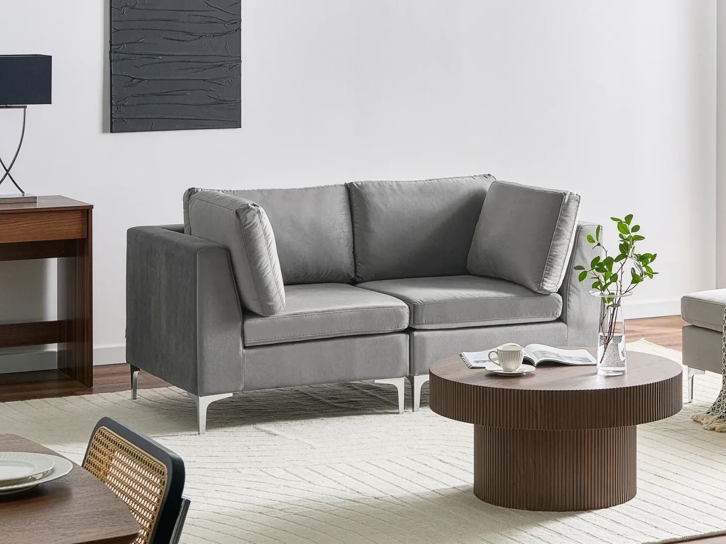 EVJA 2 personers Modulsofa Grå Velour