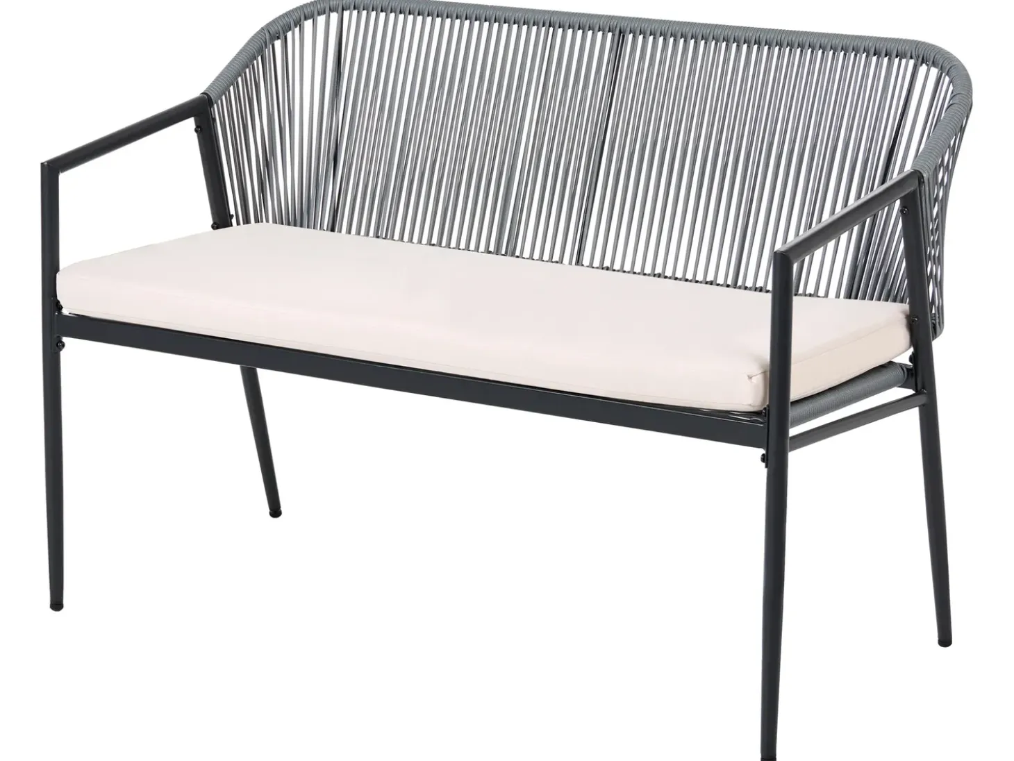 FLERO 4 personers Loungesæt med bord Sort PE-rattan