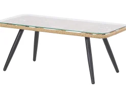 FOBELLO 4 personers Loungesæt med bord Beige PE-rattan