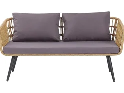 FOBELLO 4 personers Loungesæt med bord Beige PE-rattan
