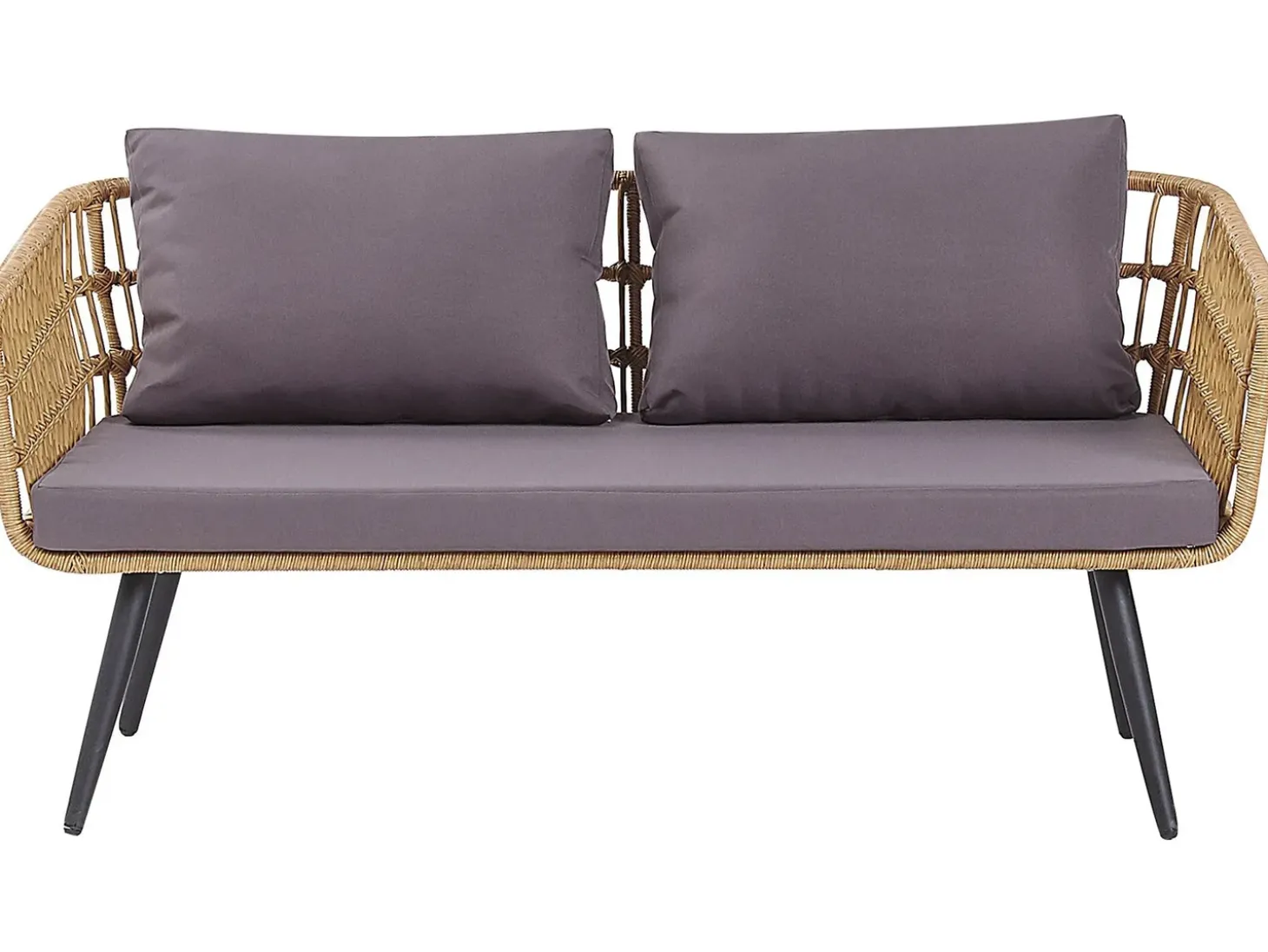 FOBELLO 4 personers Loungesæt med bord Beige PE-rattan