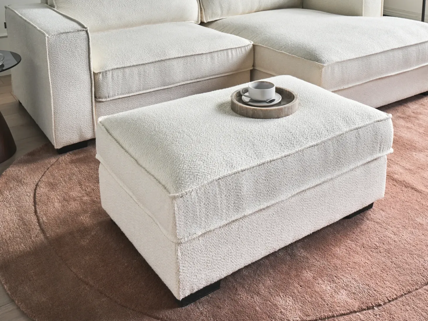 Fodskammel KOLDING Boucle Lys Beige