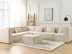 Fodskammel LEMVIG Fløjl Lys Beige