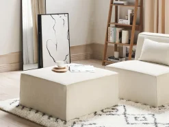 Fodskammel LEMVIG Fløjl Lys Beige