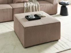 Fodskammel LEMVIG Fløjl Sand Beige