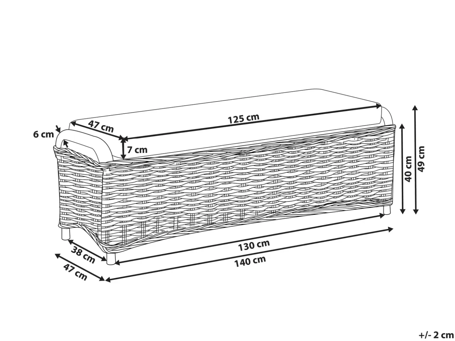 Fodskammel til haven SUSUA 140 cm Rattan Naturlig