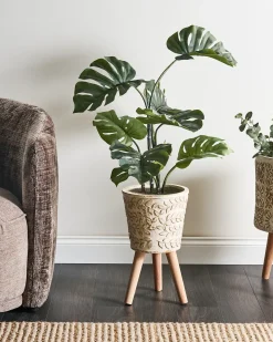 Forhøjet plantekrukke ALIARTOS 26 cm Cremehvid