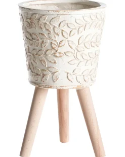 Forhøjet plantekrukke ALIARTOS 26 cm Cremehvid