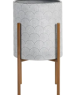 Forhøjet plantekrukke AUBRIETA Metal 31 cm Lysegrå