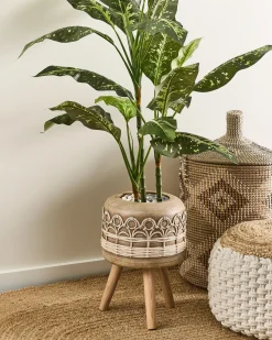 Forhøjet plantekrukke CYRTOMIUM 27 cm Lysebrun
